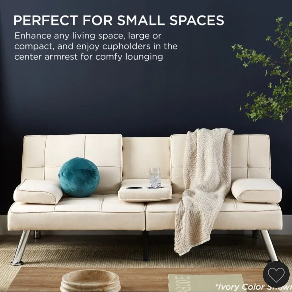 Modern Cream Sofa with Cupholders